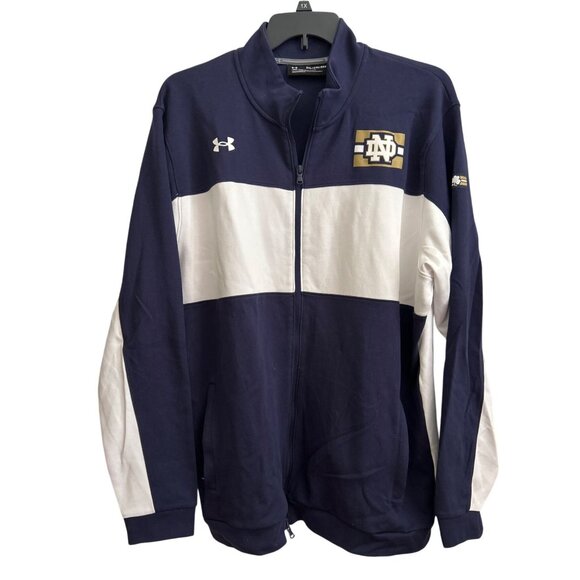 Under Armour Notre Dame Full-Zip Jacket 2XL Navy & White Sports Fan Gear - Picture 1 of 6